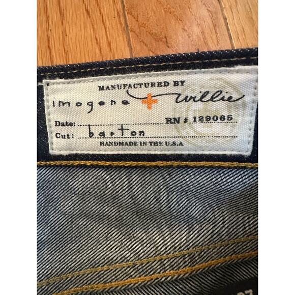Imogene + Willie Barton Jeans 28L Dark Wash Straight Leg Button Fly - Picture 3 of 10